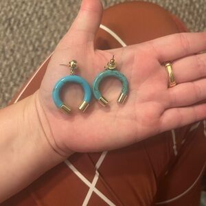 Turquoise and Gold Hoop Earrings